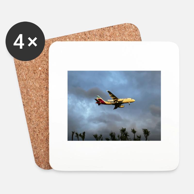 Plane - Untersetzer (4er-Set) - Weiß