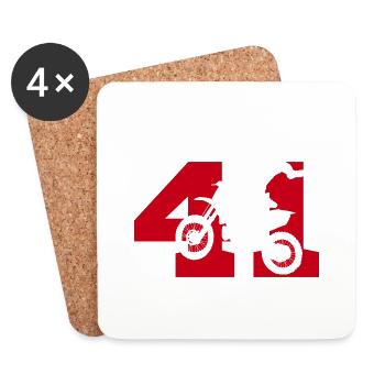 Moto 41 motard - Dessous de verre (lot de 4) - blanc - Devant