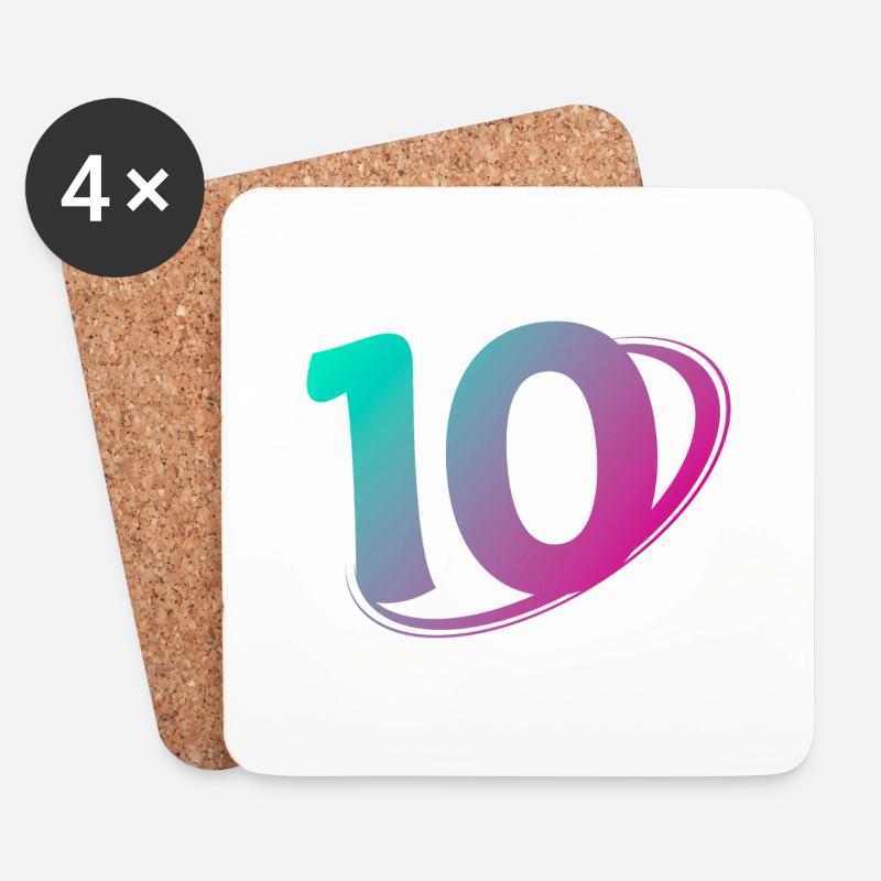 Nummer 10 mehrfarbig - Untersetzer (4er-Set) - Weiß