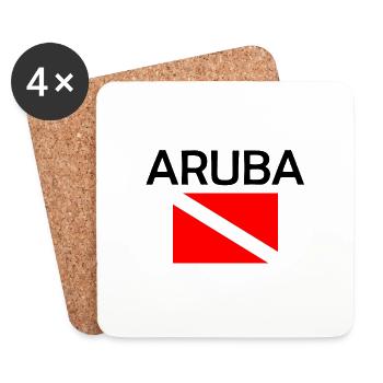 Aruba Diver Down Flag - Scuba - Diving - Tauchen - Untersetzer (4er-Set) - Weiß - Vorne