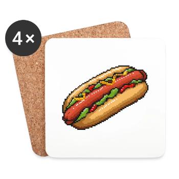 Hotdog Pixel Symbol - Untersetzer (4er-Set) - Weiß - Vorne