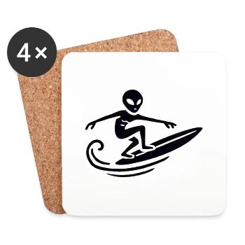 Alien Surfer Surfen Surfbrett Sommer Wellenreiten - Untersetzer (4er-Set) - Weiß - Vorne