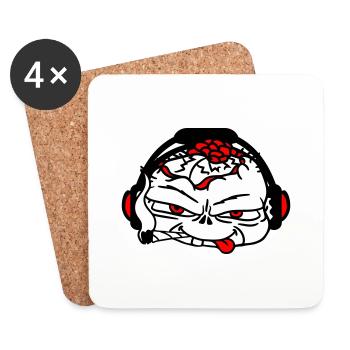 Cool DJ Zombie Undead Horror Halloween Party Head - Coasters (set of 4) - white - Front
