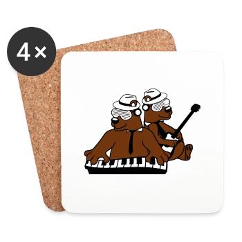 2 Bear Brown Bear Clavier Piano Guitare Band Team - Dessous de verre (lot de 4) - blanc - Devant