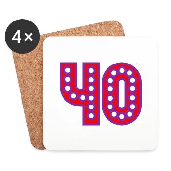 40. 40 ANS. 40e ANNIVERSAIRE. ANNIVERSAIRE 40 ANS. - Dessous de verre (lot de 4) - blanc - Devant