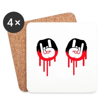 Heavy Metal Hard Rock Graffiti Horns Hand Gesture - Coasters (set of 4) - white - Front