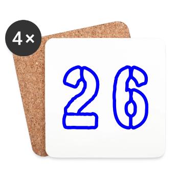 26 Symbole numérique - Dessous de verre (lot de 4) - blanc - Devant