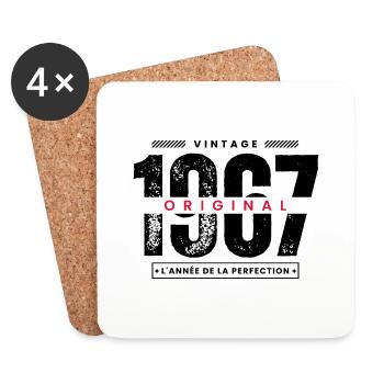 vintage 1967 / cadeau 1967 / perfection 1967 - Dessous de verre (lot de 4) - blanc - Devant