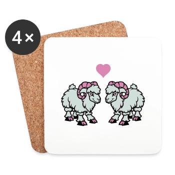 schaf comic widder love - Untersetzer (4er-Set) - Weiß - Vorne