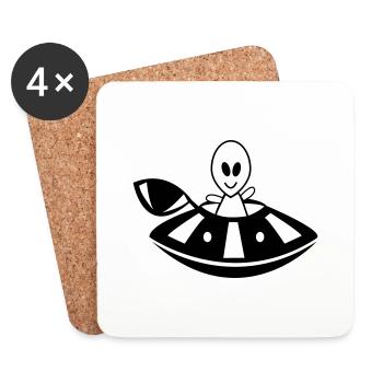 OVNI extraterrestre - Dessous de verre (lot de 4) - blanc - Devant