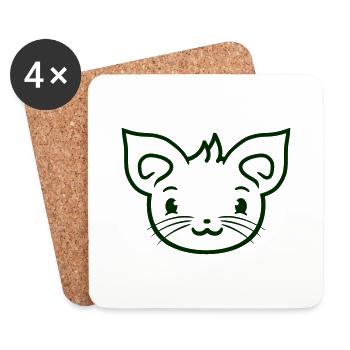 Cute Cat Looks Happy Smiling Kitten Fun - Coasters (set of 4) - white - Front