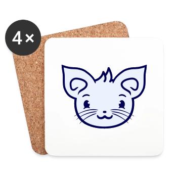 Cute Cat Looks Happy Smiling Kitten Fun - Coasters (set of 4) - white - Front