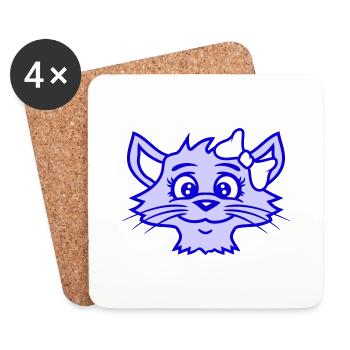 mignon fille chat jolie arc femme femme - Dessous de verre (lot de 4) - blanc - Devant