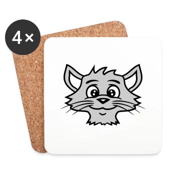 Pretty Cat Looking Happy Cheerful Smiling - Coasters (set of 4) - white - Front
