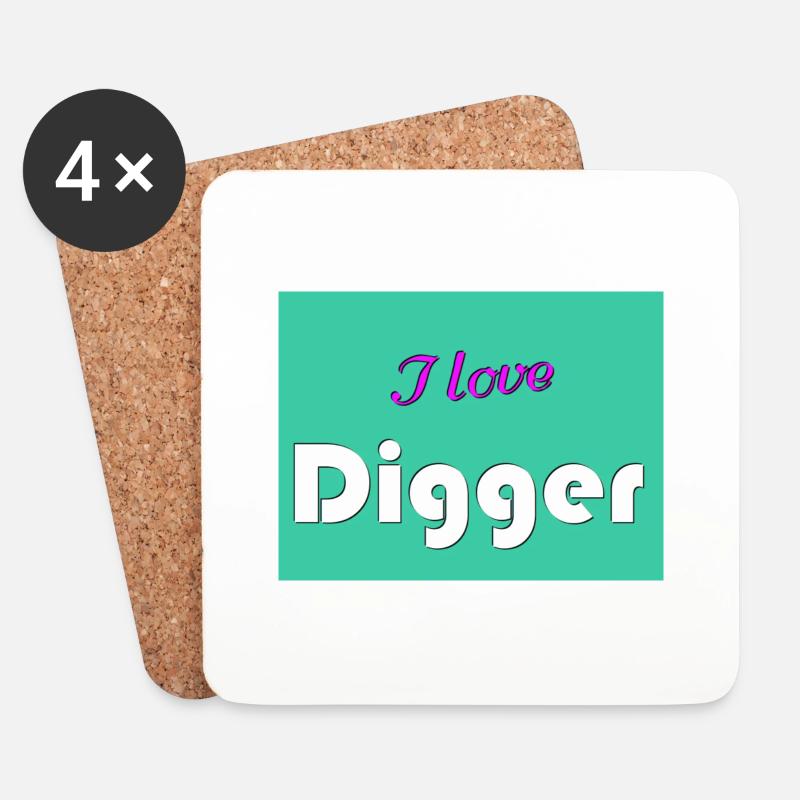 I love Digger - Untersetzer (4er-Set) - Weiß