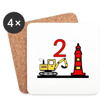 Excavator - Coasters (set of 4) - white - Front