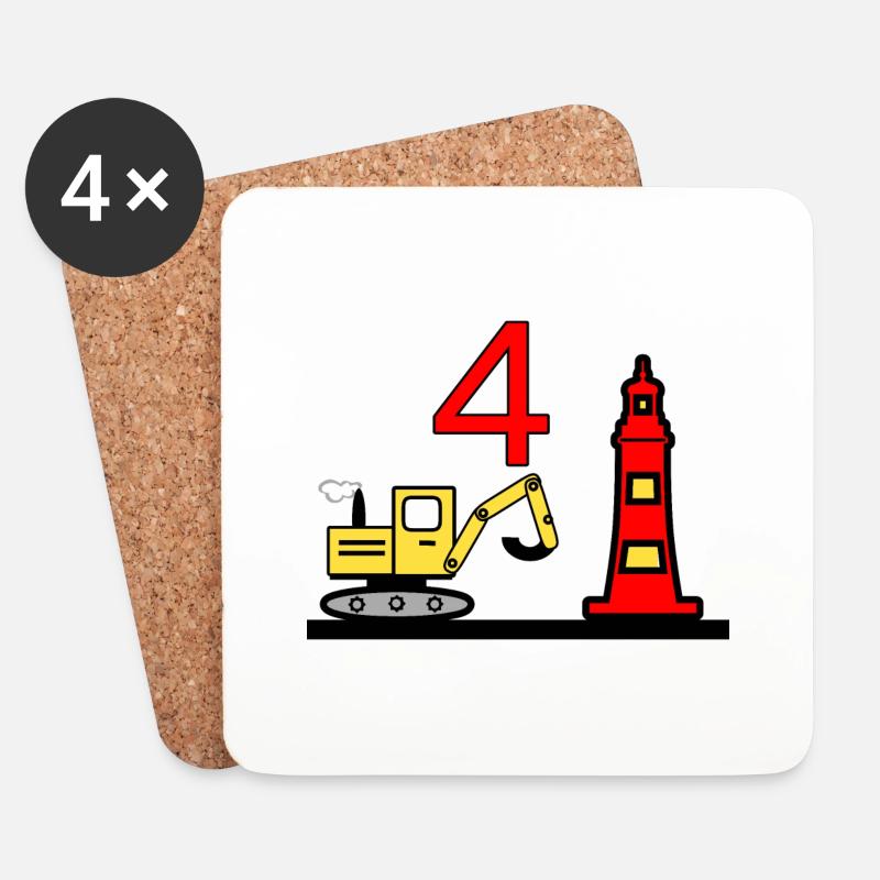 Bagger - Untersetzer (4er-Set) - Weiß