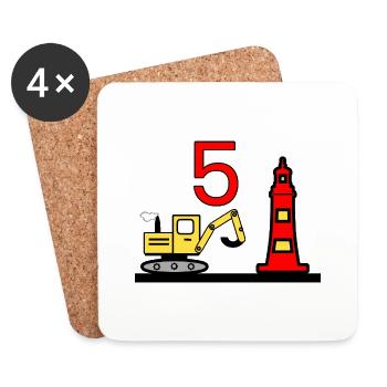 Bagger - Untersetzer (4er-Set) - Weiß - Vorne