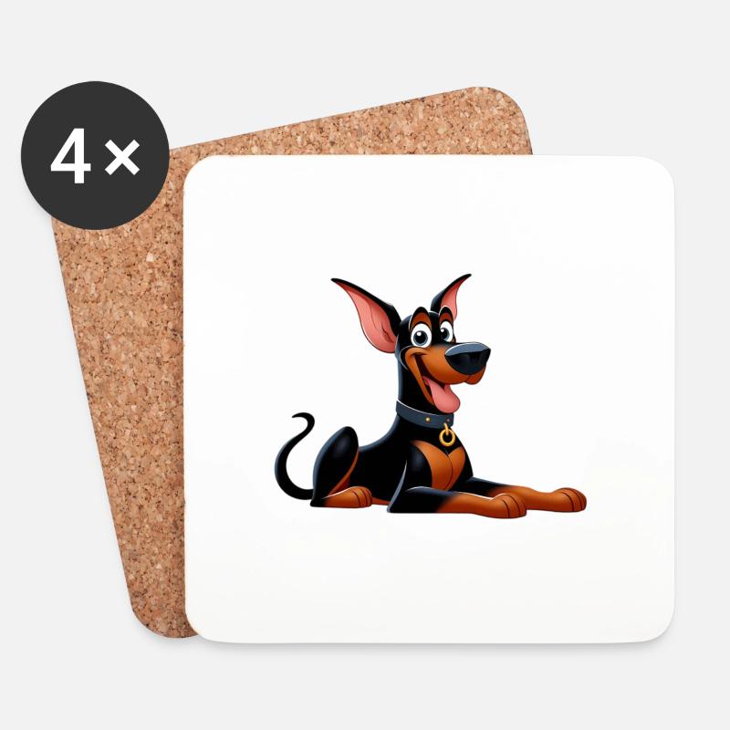 Doberman - Coasters (set of 4) - white