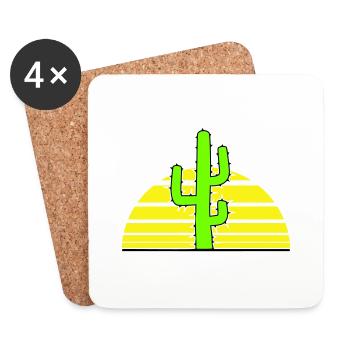 Cactus, Soleil, Épineux, Nuit, Désert, Coucher de soleil - Dessous de verre (lot de 4) - blanc - Devant