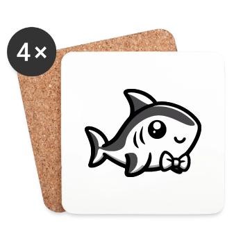 Cute shark with bow tie - Coasters (set of 4) - white - Front