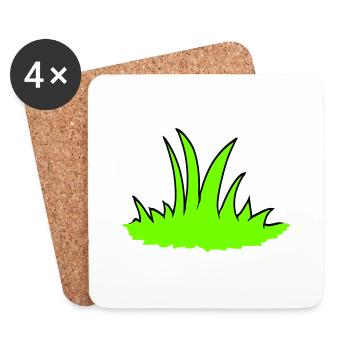 prairie d’herbe beaucoup d’herbes brins d’herbe vert nature fraîche - Dessous de verre (lot de 4) - blanc - Devant