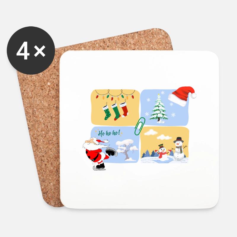 Santa Skate - Untersetzer (4er-Set) - Weiß