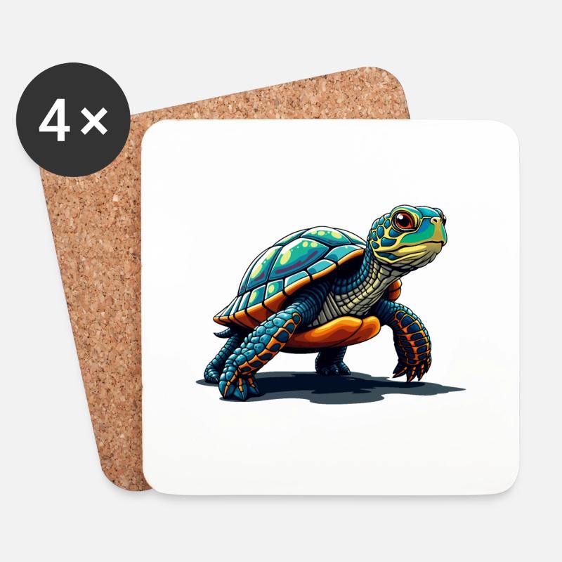 SCHILDKRÖTE - Untersetzer (4er-Set) - Weiß