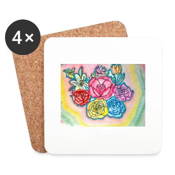 Flowers - Untersetzer (4er-Set) - Weiß - Vorne