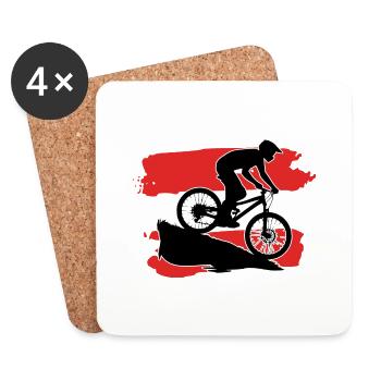 Österreich Flagge Downhill Biker - Untersetzer (4er-Set) - Weiß - Vorne