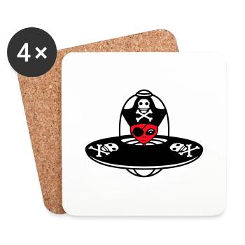 Alien Pirate Ufo Capitaine Cap Drôle Alien - Dessous de verre (lot de 4) - blanc - Devant