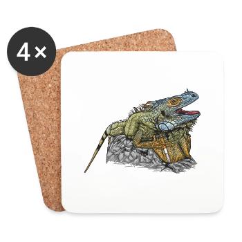 Iguana // Illustration - Coasters (set of 4) - white - Front