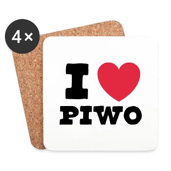 I love Piwo | Polnisch Bier Polen Geschenk - Untersetzer (4er-Set) - Weiß - Vorne