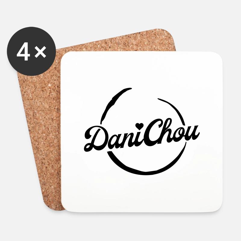 DaniChou Logo Stickerei - Untersetzer (4er-Set) - Weiß