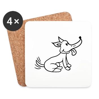 Dog wagging sweet happy excited - Coasters (set of 4) - white - Front