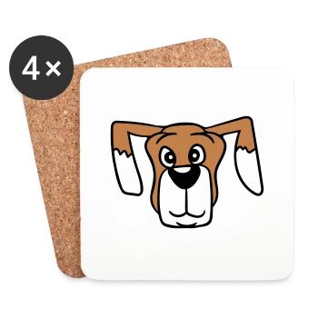 Visage de chien Petit Tête d’animal de compagnie Mignon - Dessous de verre (lot de 4) - blanc - Devant