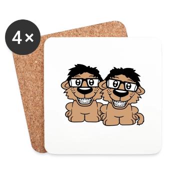 2 Hunde Nerds Hornbrille Geeks Zahnspange Schlau - Untersetzer (4er-Set) - Weiß - Vorne
