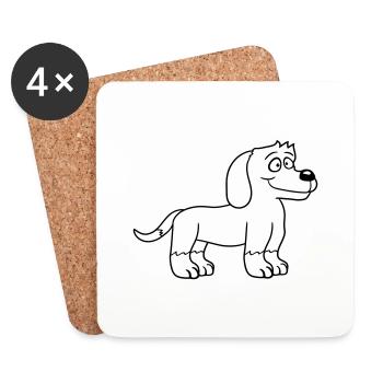 chien se tient mignon petit chiot heureux animal de compagnie - Dessous de verre (lot de 4) - blanc - Devant