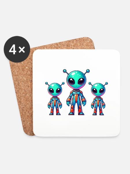 Alien Comic - Untersetzer (4er-Set) - Weiß