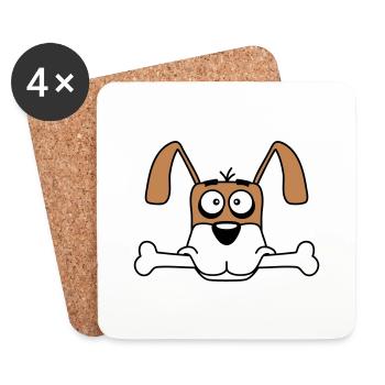 Lustiger Hund Großer Knochen Maul Mund Hunger Cool - Untersetzer (4er-Set) - Weiß - Vorne