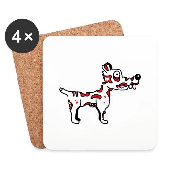 Chien Zombie Mort-vivant Halloween Horreur Cadavre Effrayant - Dessous de verre (lot de 4) - blanc - Devant
