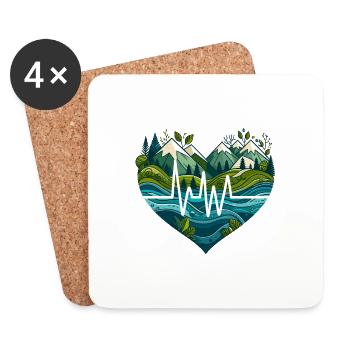 Natur - Herzschlag - Untersetzer (4er-Set) - Weiß - Vorne