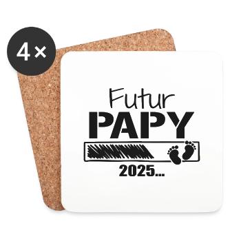 Futur Papy 2025 Cadeau Bientôt Grand-Père - Dessous de verre (lot de 4) - blanc - Devant