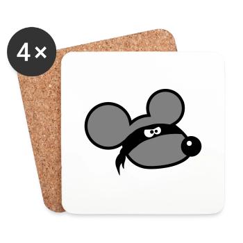 souris méchant voleur ninja raid voleur tissu yeux - Dessous de verre (lot de 4) - blanc - Devant
