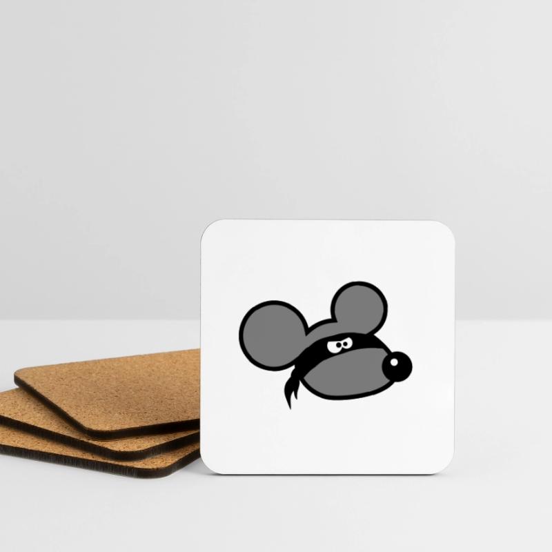 Mouse Evil Robber Ninja Raid Thief Cloth Eyes Coasters (set of 4)