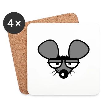 Mouse looks angry angry frustrated angry aggressive - Coasters (set of 4) - white - Front