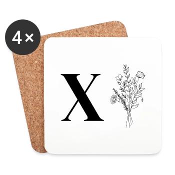 Lette X Minimalistische Blumen - Untersetzer (4er-Set) - Weiß - Vorne