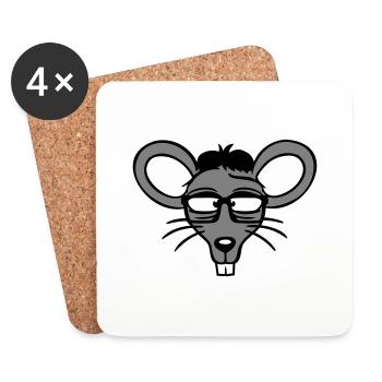 Maus Nerd Geek Hornbrille Schlau Intelligent Freak - Untersetzer (4er-Set) - Weiß - Vorne
