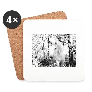 weißes Pferd im Winterwald - Untersetzer (4er-Set) - Weiß - Vorne