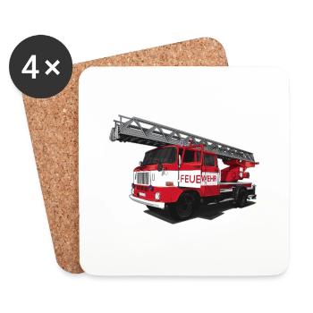 Feuerwehr // DDR // Illustration - Untersetzer (4er-Set) - Weiß - Vorne